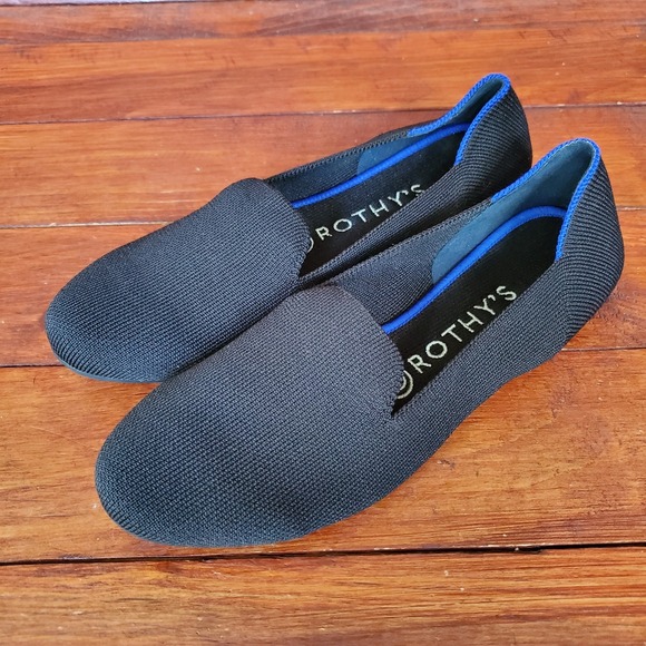Rothy's The Loafer Shoes‎ Women Size 7.5 Black Solid Knit Slip On Flats - Picture 1 of 8